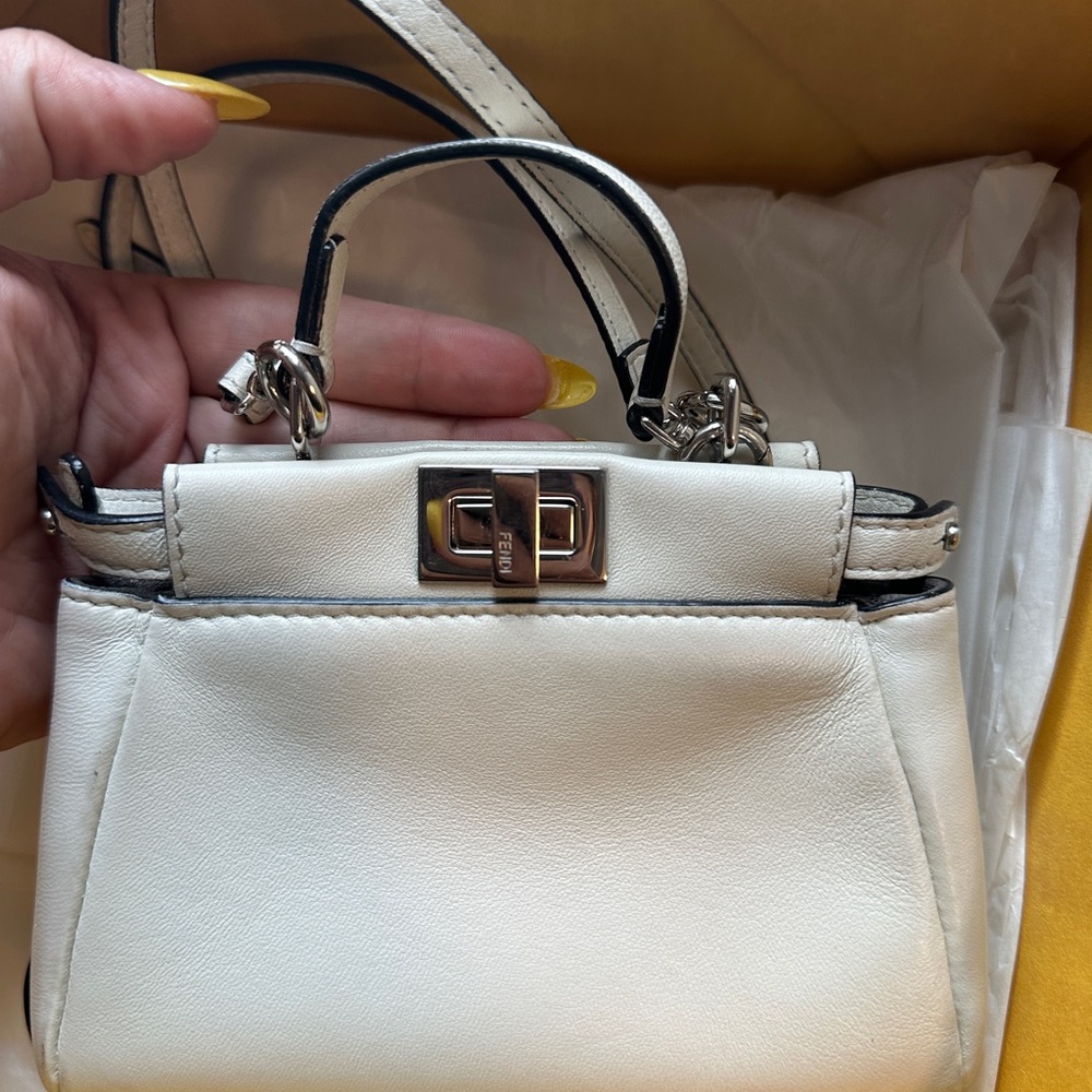 Fendi White Nano Peekaboo bag